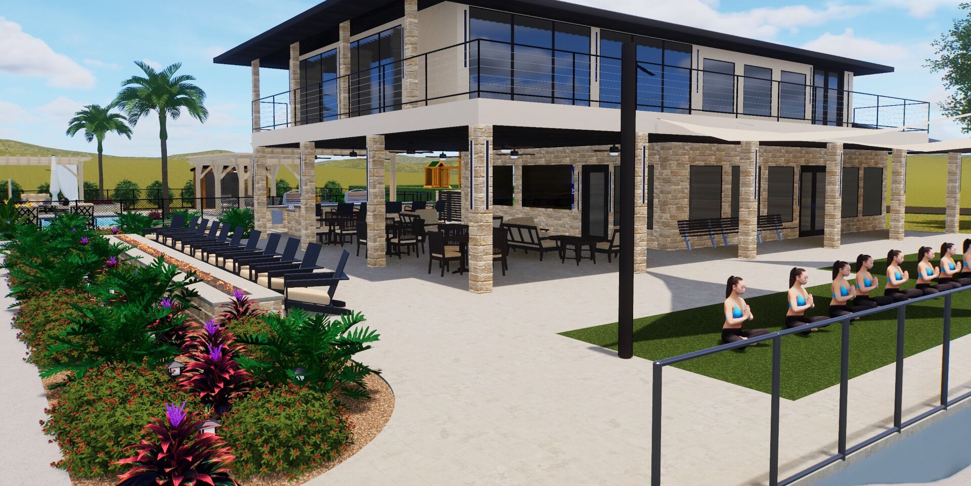 The Lakecliff Racquet Club clubhouse in the Texas Hill Country